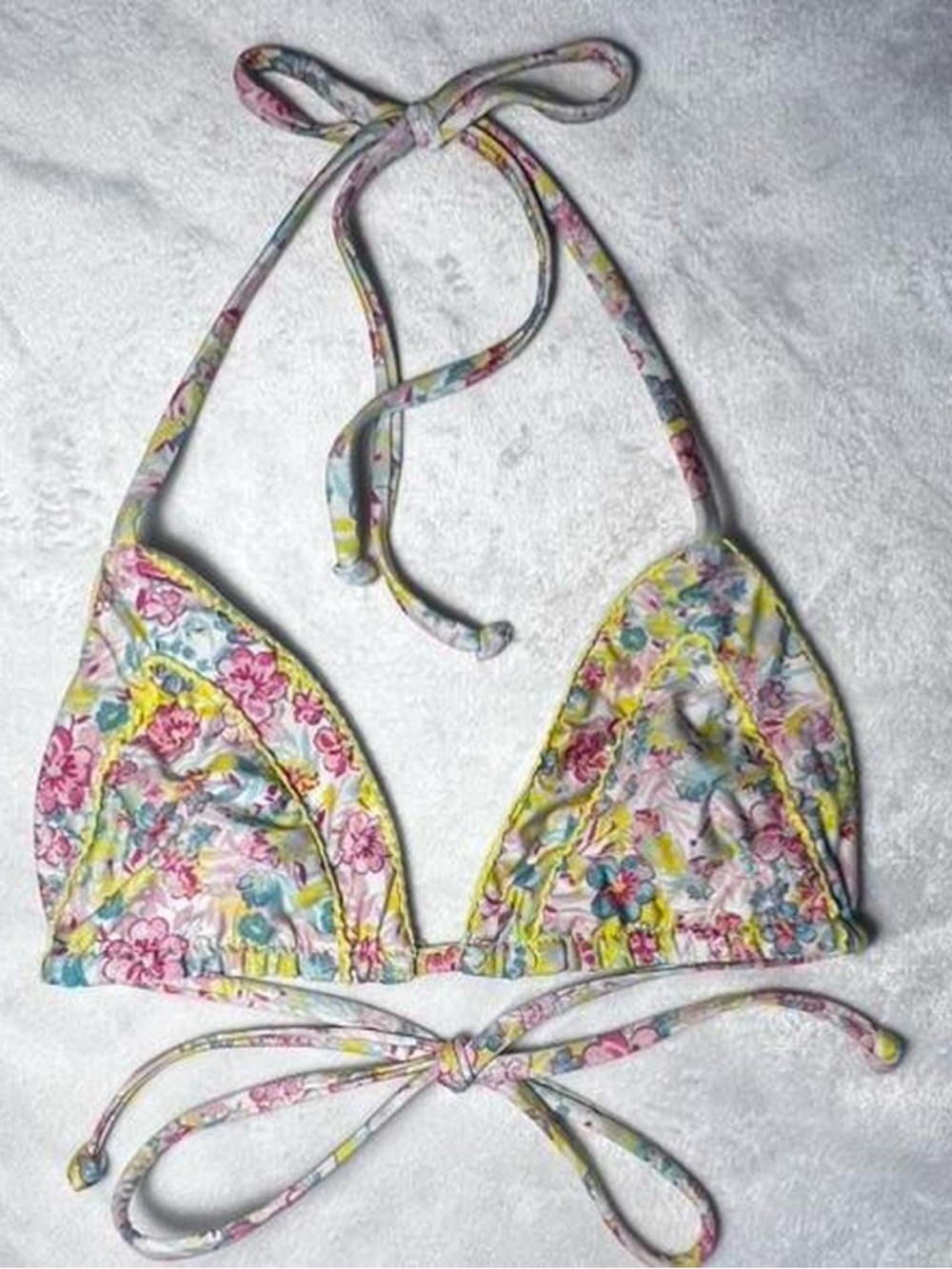 Beach Riot Floral Triangle Bikini Top - Pink, Yellow, Blue